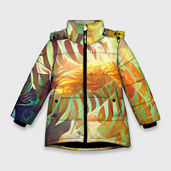 Куртка зимняя для девочки Fern leaves, цвет: 3D-черный