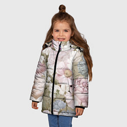 Куртка зимняя для девочки Цветы Английский Садовый Узор, цвет: 3D-красный — фото 2
