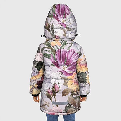 Зимняя куртка для девочки Цветы Романтический Букет / 3D-Черный – фото 4