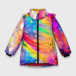 Куртка зимняя для девочки Радужный рисунок, цвет: 3D-красный
