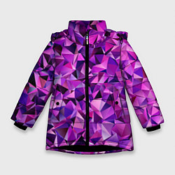 Куртка зимняя для девочки ФИОЛЕТОВЫЕ КРИСТАЛЛЫ, цвет: 3D-черный