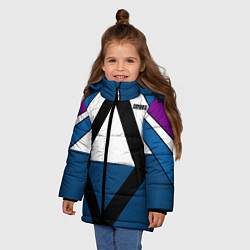 Куртка зимняя для девочки Геометрический молодежный узор с надписью Спорт, цвет: 3D-красный — фото 2