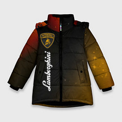 Куртка зимняя для девочки ЛАМБОРГИНИ Космос Вертикально, цвет: 3D-черный