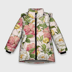 Зимняя куртка для девочки Цветы Английские Розы