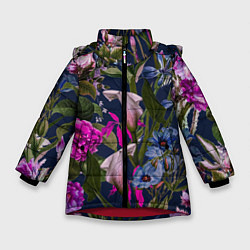 Зимняя куртка для девочки Цветы Таинственные