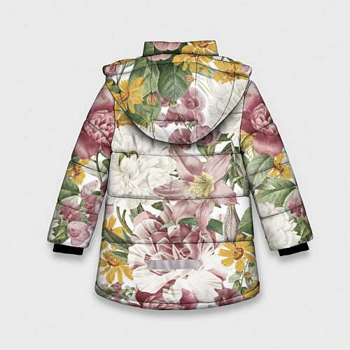 Зимняя куртка для девочки Цветы Летний Свадебный Букет / 3D-Светло-серый – фото 2