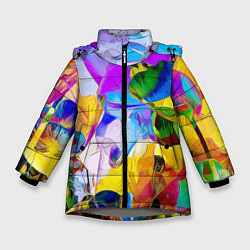 Куртка зимняя для девочки Цветы Буйство красок Flowers Riot of colors, цвет: 3D-светло-серый