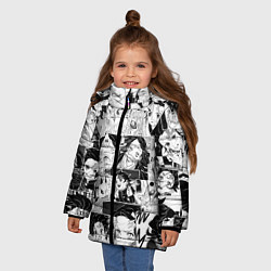 Куртка зимняя для девочки Клинок рассекающий демонов паттерн, цвет: 3D-светло-серый — фото 2