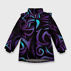 Куртка зимняя для девочки Неоновое завихрение, цвет: 3D-светло-серый