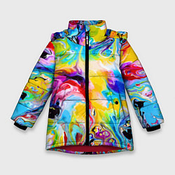 Зимняя куртка для девочки Неоновые всплески красок Лето Neon splashes of col