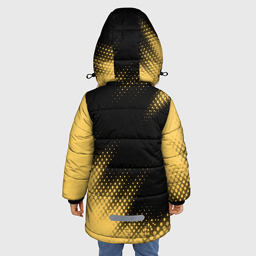 Зимняя куртка для девочки Символ и надпись CHEVROLET на фоне с Halftone эффе / 3D-Черный – фото 4