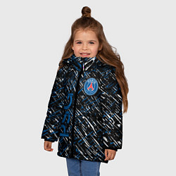 Куртка зимняя для девочки Псж синие белые чёрточки, цвет: 3D-светло-серый — фото 2