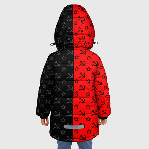 Зимняя куртка для девочки СОВЕТСКИЙ СОЮЗ : СЕРП И МОЛОТ : ЗВЕЗДА / 3D-Черный – фото 4