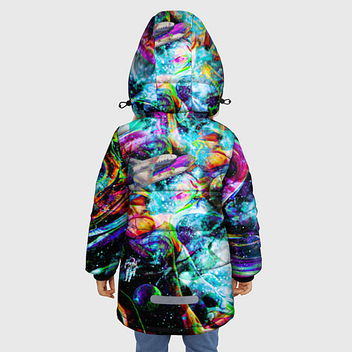 Зимняя куртка для девочки Красочный космос / 3D-Черный – фото 4