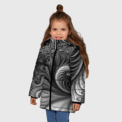 Куртка зимняя для девочки Футуристический фрактальный абстрактный паттерн Fu, цвет: 3D-красный — фото 2