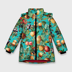 Куртка зимняя для девочки Ассорти Фруктов, цвет: 3D-красный