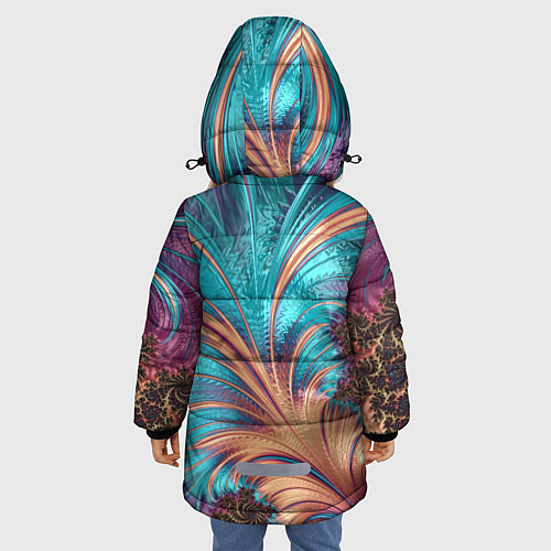 Зимняя куртка для девочки Floral composition Цветочная композиция / 3D-Черный – фото 4