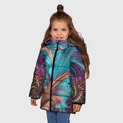 Куртка зимняя для девочки Floral composition Цветочная композиция, цвет: 3D-светло-серый — фото 2