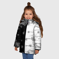 Куртка зимняя для девочки РОССИЯ - ГЕРБ Огонь Паттерн, цвет: 3D-черный — фото 2