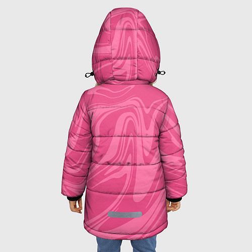 Зимняя куртка для девочки РОЗОВЫЕ РАЗВОДЫ КРАСКИ МРАМОРНЫЙ / 3D-Черный – фото 4