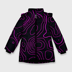 Куртка зимняя для девочки THE ILLUSION OF PURPLE LINES, цвет: 3D-черный