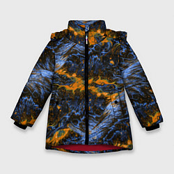 Куртка зимняя для девочки Оранжево-Синяя Вулканическая Лава, цвет: 3D-красный