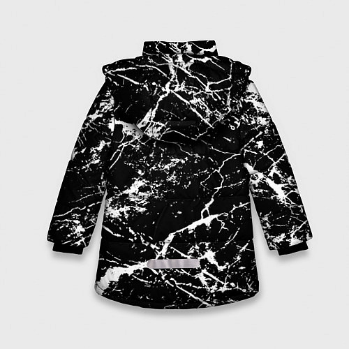 Зимняя куртка для девочки Текстура чёрного мрамора Texture of black marble / 3D-Светло-серый – фото 2