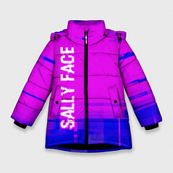 Куртка зимняя для девочки Sally Face Glitch Text Effect, цвет: 3D-черный