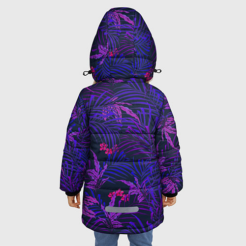Зимняя куртка для девочки Цветы Красные В Ночных Джунглях / 3D-Черный – фото 4