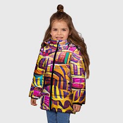 Куртка зимняя для девочки Африканские яркие мотивы, цвет: 3D-светло-серый — фото 2
