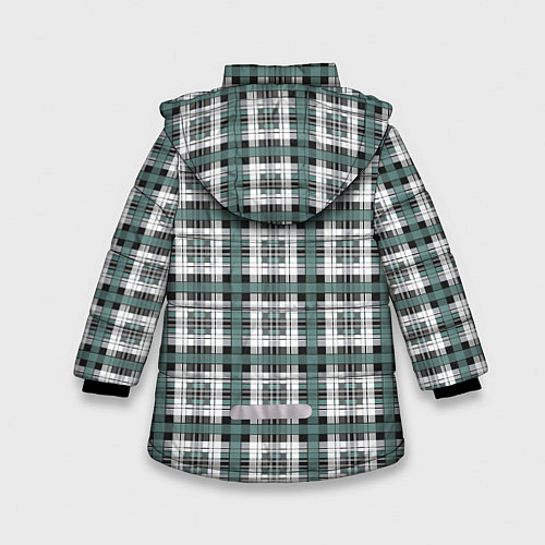 Зимняя куртка для девочки Серо-зеленый клетчатый узор шотландка / 3D-Светло-серый – фото 2