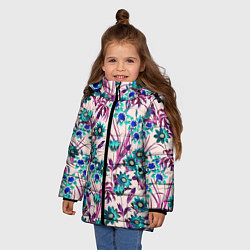 Куртка зимняя для девочки Цветы Летние Фиолетовые Рудбеки, цвет: 3D-красный — фото 2