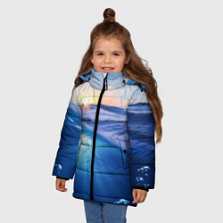 Куртка зимняя для девочки Грань между небом и водой, цвет: 3D-черный — фото 2