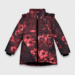 Куртка зимняя для девочки Цветы на закате, цвет: 3D-черный