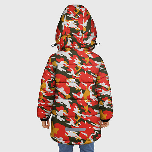 Зимняя куртка для девочки Летний яркий камуфляж / 3D-Черный – фото 4