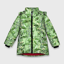 Зимняя куртка для девочки Цветы Синеголовники