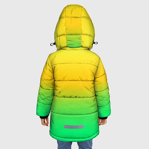 Зимняя куртка для девочки Неоновый градиентный желто-зеленый фон / 3D-Черный – фото 4