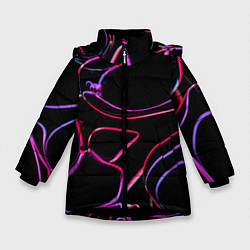 Куртка зимняя для девочки Неоновые линзы во тьме - Розовый, цвет: 3D-черный