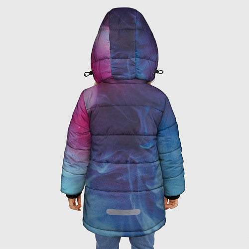 Зимняя куртка для девочки Неоновый дым - Голубой и розовый / 3D-Черный – фото 4