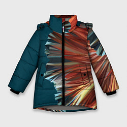 Куртка зимняя для девочки Полигональные линии, цвет: 3D-светло-серый