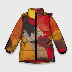 Куртка зимняя для девочки Мазки Акварелью, цвет: 3D-красный