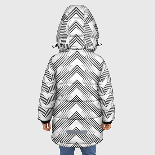 Зимняя куртка для девочки Геометрический узор арт деко на белом фоне / 3D-Черный – фото 4