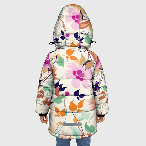 Зимняя куртка для девочки Summer floral pattern / 3D-Черный – фото 4