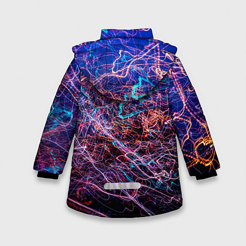 Зимняя куртка для девочки Неоновые сети - Синий / 3D-Светло-серый – фото 2