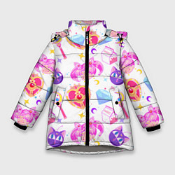 Куртка зимняя для девочки Сейлор Мун Sailor Moon, цвет: 3D-светло-серый
