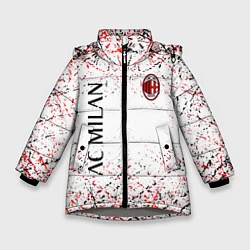 Куртка зимняя для девочки Ac milan logo, цвет: 3D-светло-серый