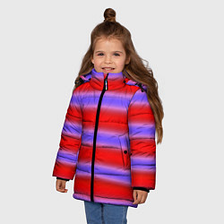 Куртка зимняя для девочки Striped pattern мягкие размытые полосы красные фио, цвет: 3D-светло-серый — фото 2