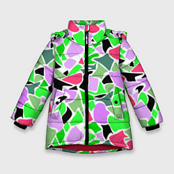 Куртка зимняя для девочки Abstract pattern green pink spots, цвет: 3D-красный