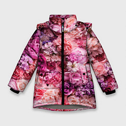 Куртка зимняя для девочки BOUQUET OF VARIOUS FLOWERS, цвет: 3D-светло-серый