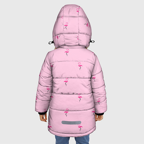 Зимняя куртка для девочки Фламинго на розовом фоне / 3D-Черный – фото 4